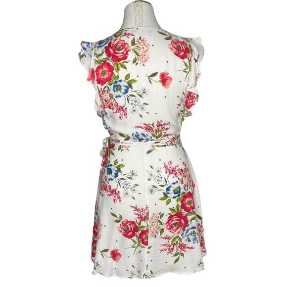 Lulus Radiating Beauty White Floral Print Wrap Dress size Medium - Picture 3 of 12